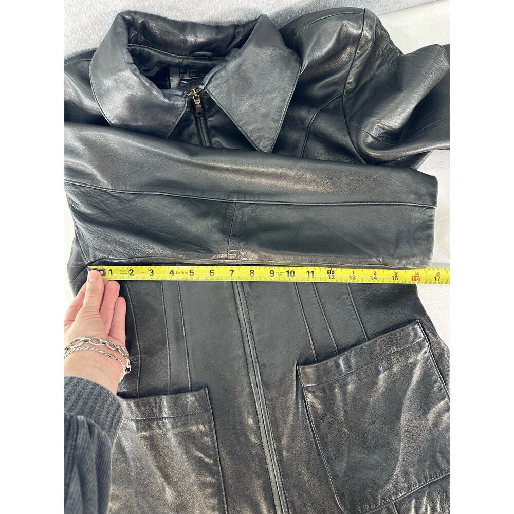 VTG Pelle Studio by Wilson's Leather Womens sz M Black Leather Zipup Jacket SOFT - Picture 9 of 13